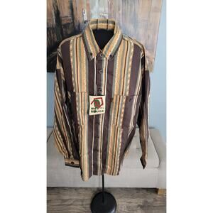 Vintage One House Striped Button Up Shirt Size 3 Oversized 90s Hip Hop Style